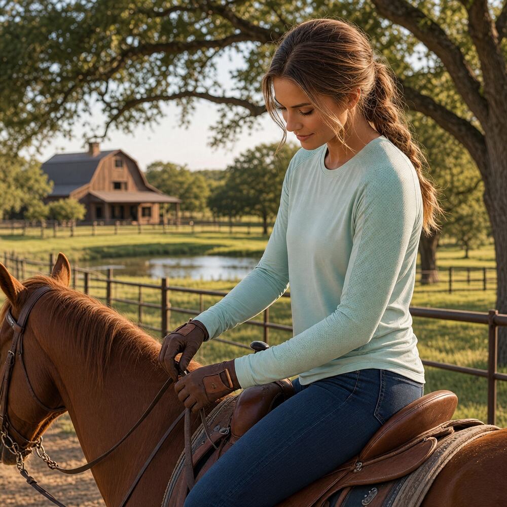 Avia Mint Green Perforated Long Sleeve Workout Top Size M